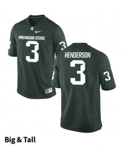 Men's Michigan State Spartans NCAA #3 Xavier Henderson Green Authentic Nike Big & Tall Stitched College Football Jersey CY32C45WR